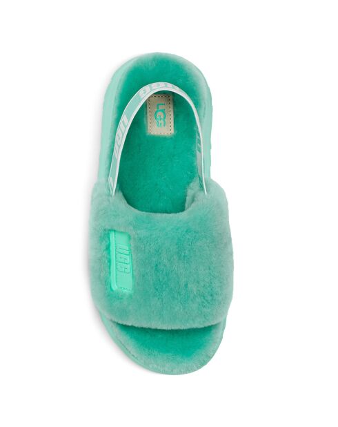 Sandales chaussons en Peau de mouton Disco Slide vertes
